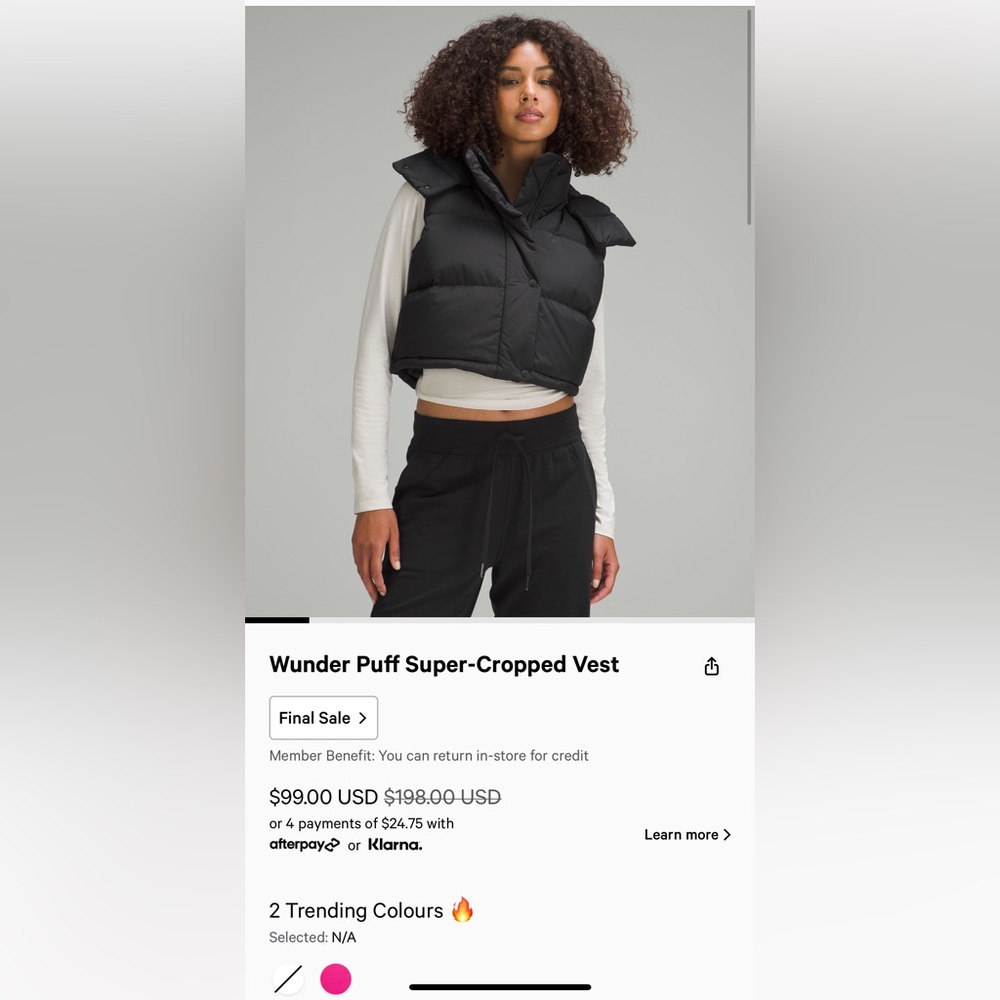Lululemon Wunder Puff Super Cropped Vest